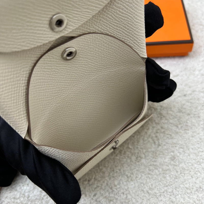 Hermes Calvi Duo Card Holder in Craie Epsom Leather and PHW