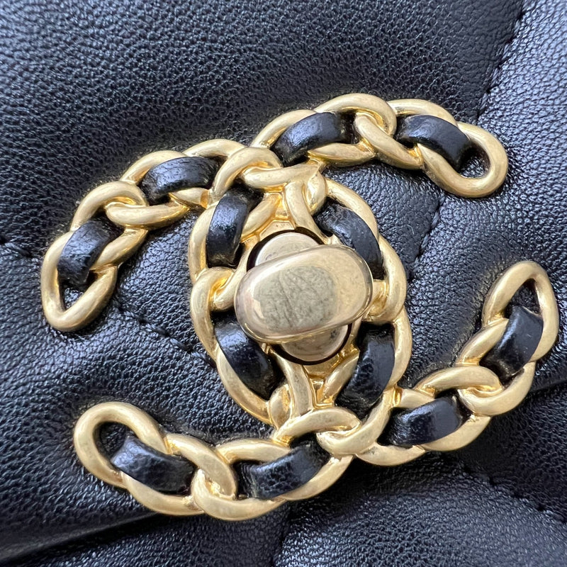 Chanel 19 Small Flap in Black Lambskin and 3-tone HW
