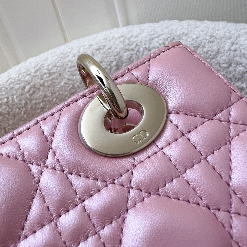 (Nov 2023 Receipt) Dior Small Lady Dior in Iridescent Hibiscus Pink Lambskin and GHW