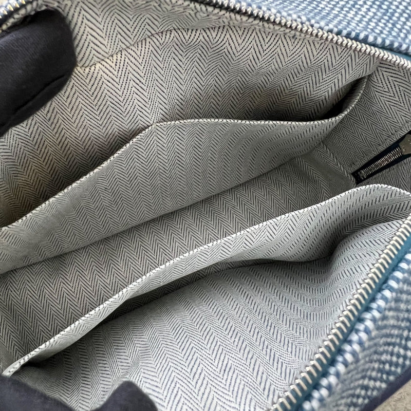 Hermes Chapitre H Cavalier Case, Small Model in Marine Blue 100% Merino Wool