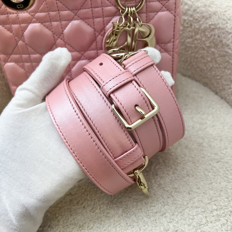 (Nov 2023 Receipt) Dior Small Lady Dior in Iridescent Hibiscus Pink Lambskin and GHW