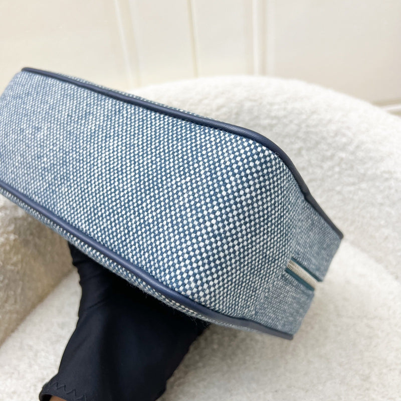 Hermes Chapitre H Cavalier Case, Small Model in Marine Blue 100% Merino Wool