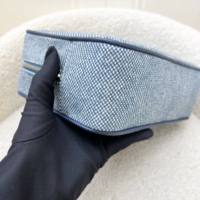 Hermes Chapitre H Cavalier Case, Small Model in Marine Blue 100% Merino Wool