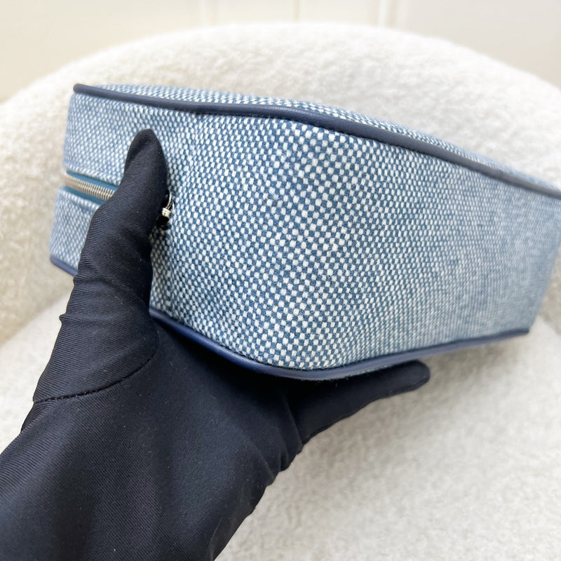 Hermes Chapitre H Cavalier Case, Small Model in Marine Blue 100% Merino Wool