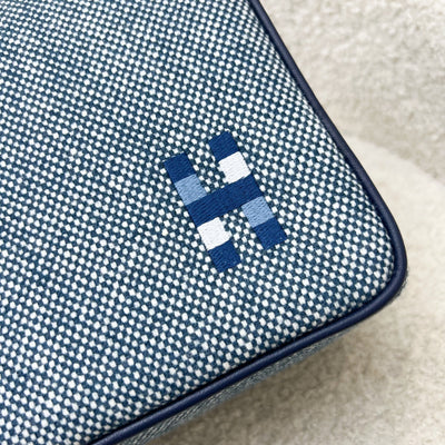 Hermes Chapitre H Cavalier Case, Small Model in Marine Blue 100% Merino Wool