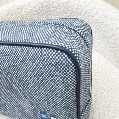 Hermes Chapitre H Cavalier Case, Small Model in Marine Blue 100% Merino Wool