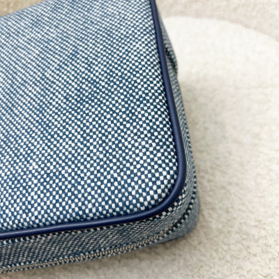 Hermes Chapitre H Cavalier Case, Small Model in Marine Blue 100% Merino Wool