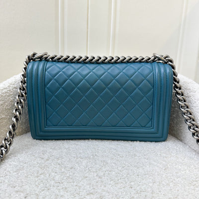 Chanel Medium 25cm Boy Flap in Turquoise Lambskin and RHW