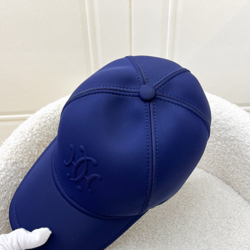 Hermes Casquette Femme Atlantic Cap in Marine Neoprene Chapeaux Size M