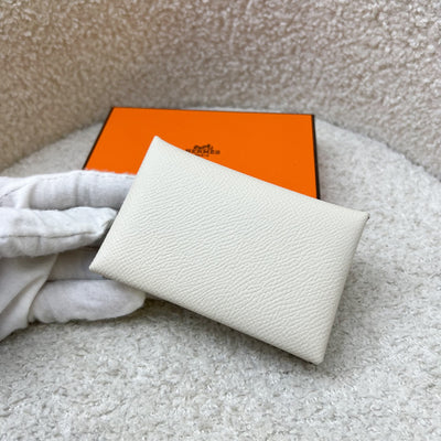 Hermes Calvi Card Holder in Craie Epsom Leather and PHW