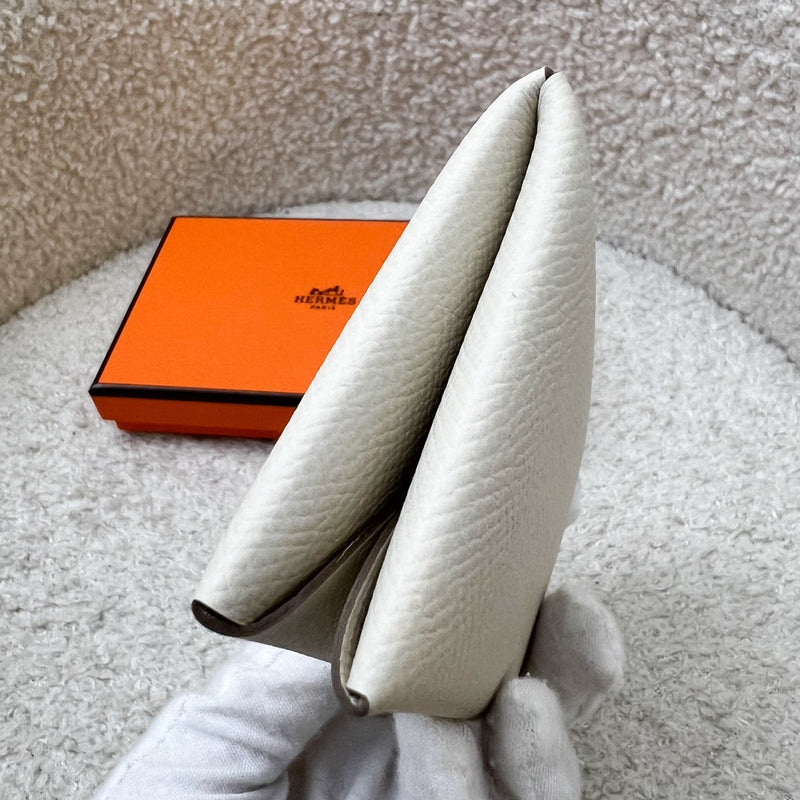 Hermes Calvi Card Holder in Craie Epsom Leather and PHW
