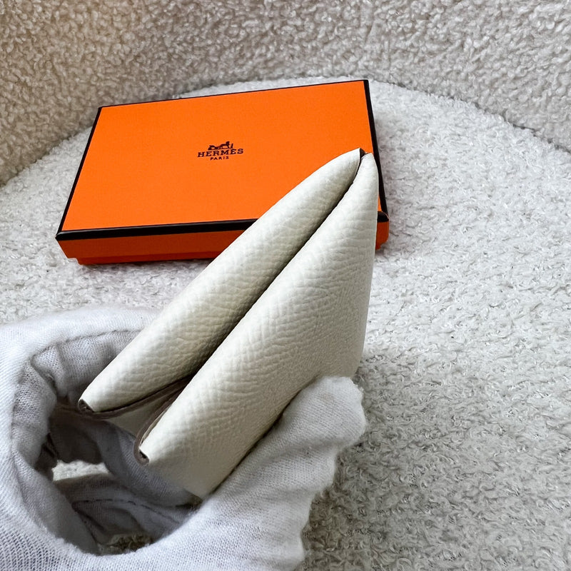 Hermes Calvi Card Holder in Craie Epsom Leather and PHW