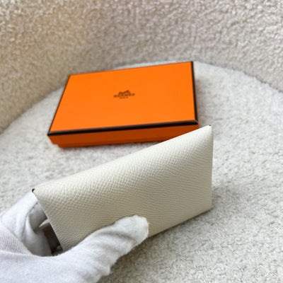 Hermes Calvi Card Holder in Craie Epsom Leather and PHW
