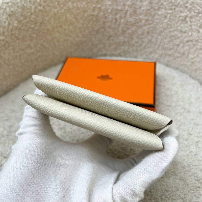 Hermes Calvi Card Holder in Craie Epsom Leather and PHW