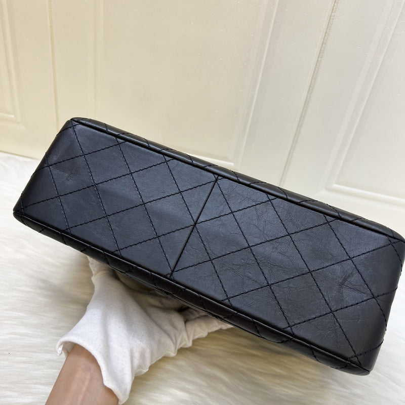 Chanel 2.55 Reissue 227 Maxi Flap in Black Aged Calfskin and AGHW