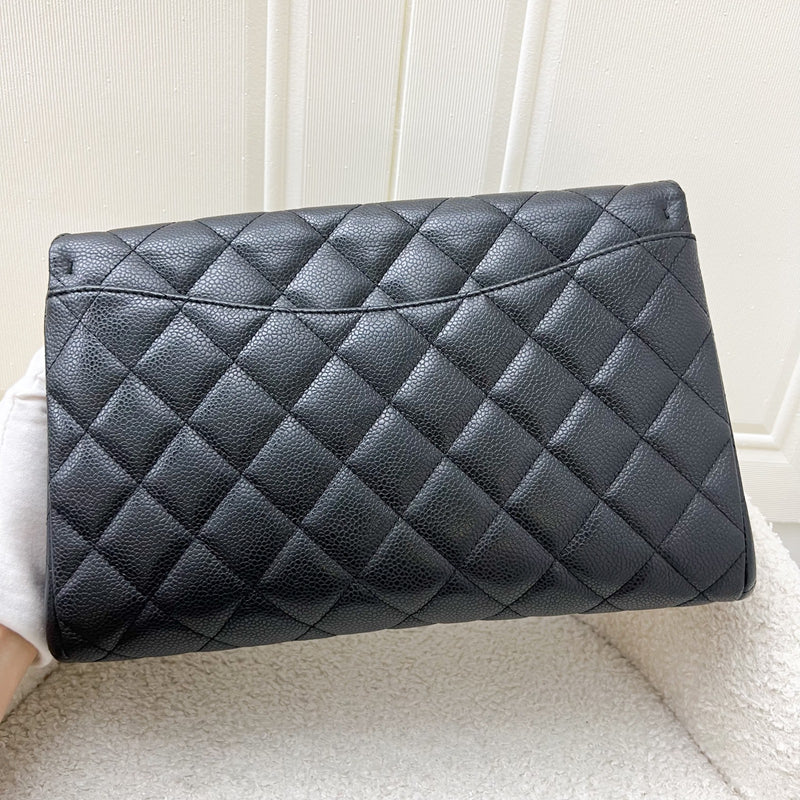 Chanel Timeless Clutch with Chain in Black Caviar and AGHW