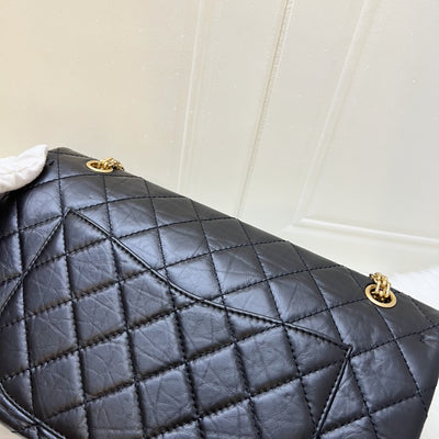Chanel 2.55 Reissue 227 Maxi Flap in Black Aged Calfskin and AGHW