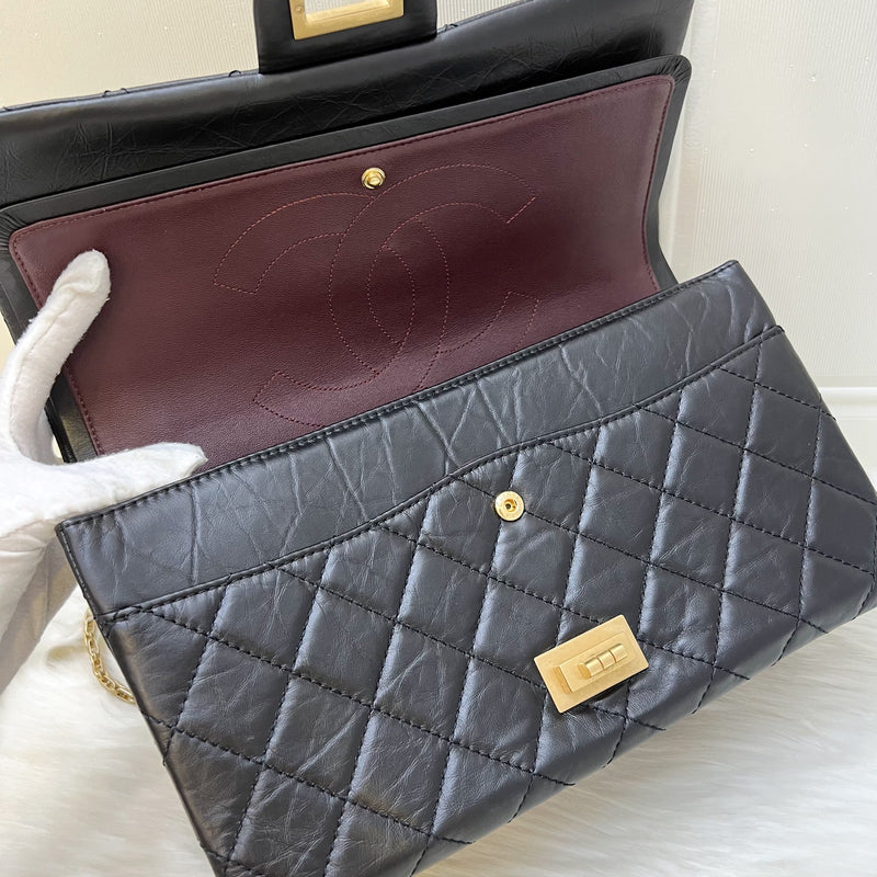 Chanel 2.55 Reissue 227 Maxi Flap in Black Aged Calfskin and AGHW