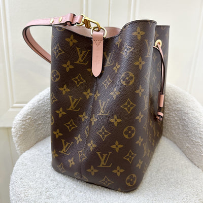 LV Neonoe MM in Monogram Canvas, Pink Strap and GHW