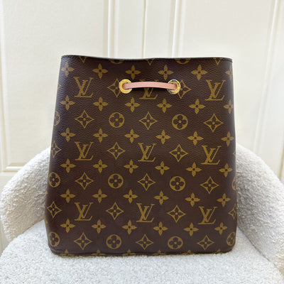 LV Neonoe MM in Monogram Canvas, Pink Strap and GHW