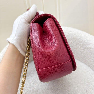 Chanel Top Handle Flap Bag in Raspberry Red Caviar AGHW