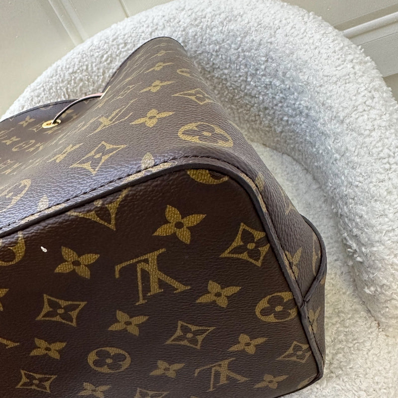 LV Neonoe MM in Monogram Canvas, Pink Strap and GHW