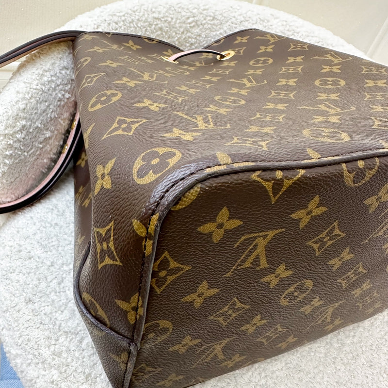 LV Neonoe MM in Monogram Canvas, Pink Strap and GHW