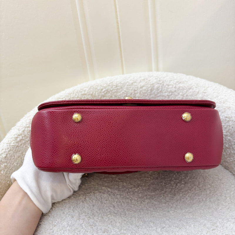 Chanel Top Handle Flap Bag in Raspberry Red Caviar AGHW