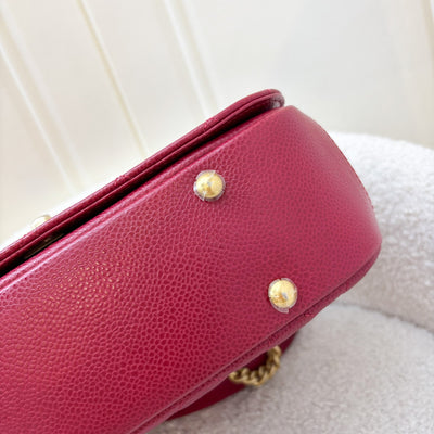 Chanel Top Handle Flap Bag in Raspberry Red Caviar AGHW