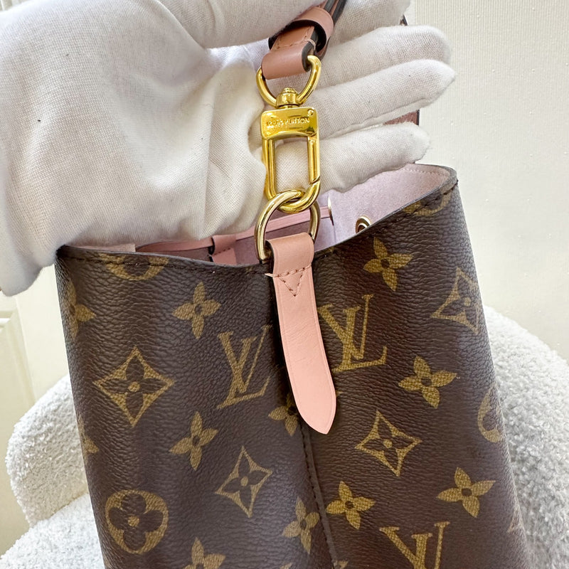 LV Neonoe MM in Monogram Canvas, Pink Strap and GHW