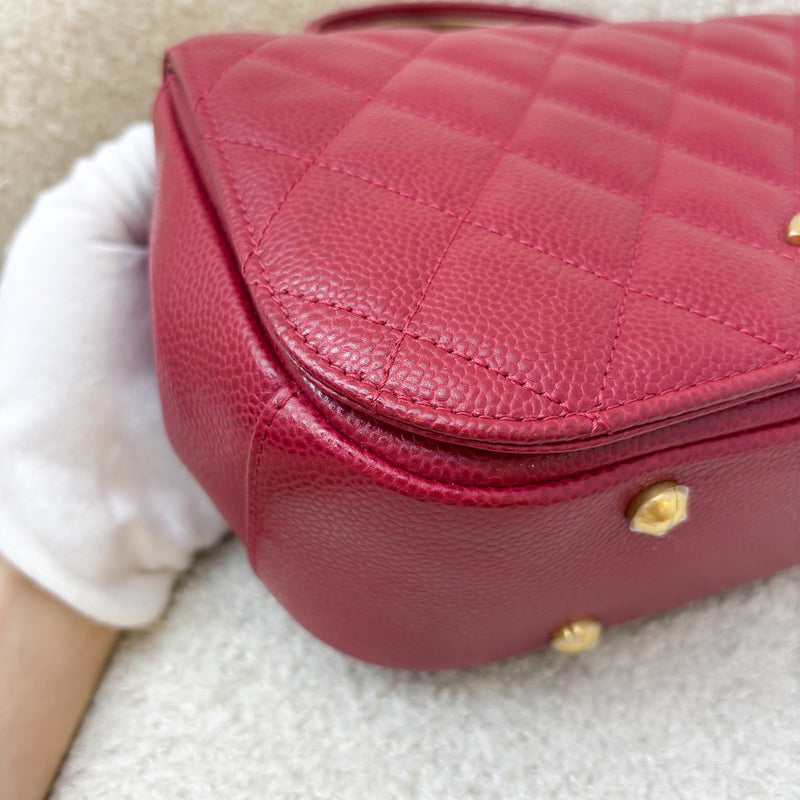 Chanel Top Handle Flap Bag in Raspberry Red Caviar AGHW