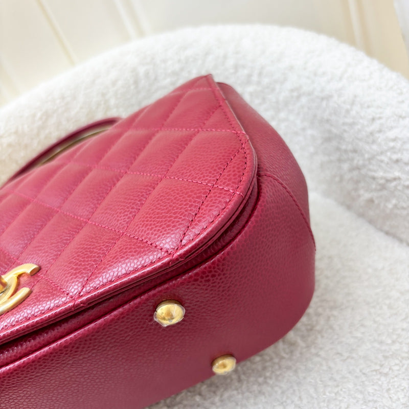 Chanel Top Handle Flap Bag in Raspberry Red Caviar AGHW