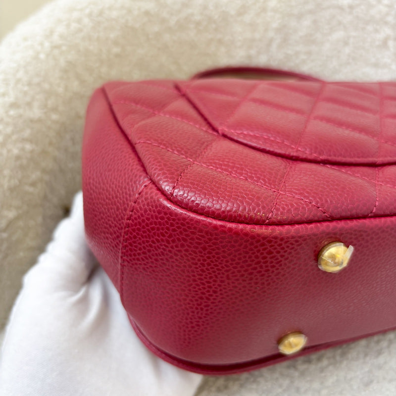 Chanel Top Handle Flap Bag in Raspberry Red Caviar AGHW