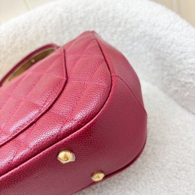 Chanel Top Handle Flap Bag in Raspberry Red Caviar AGHW