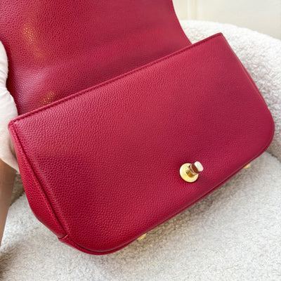 Chanel Top Handle Flap Bag in Raspberry Red Caviar AGHW