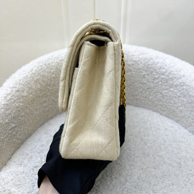 Chanel Vintage Small / Medium Flap with Bijoux Chain in Oatmeal Beige Jersey and 24K GHW