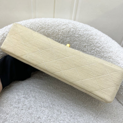 Chanel Vintage Small / Medium Flap with Bijoux Chain in Oatmeal Beige Jersey and 24K GHW