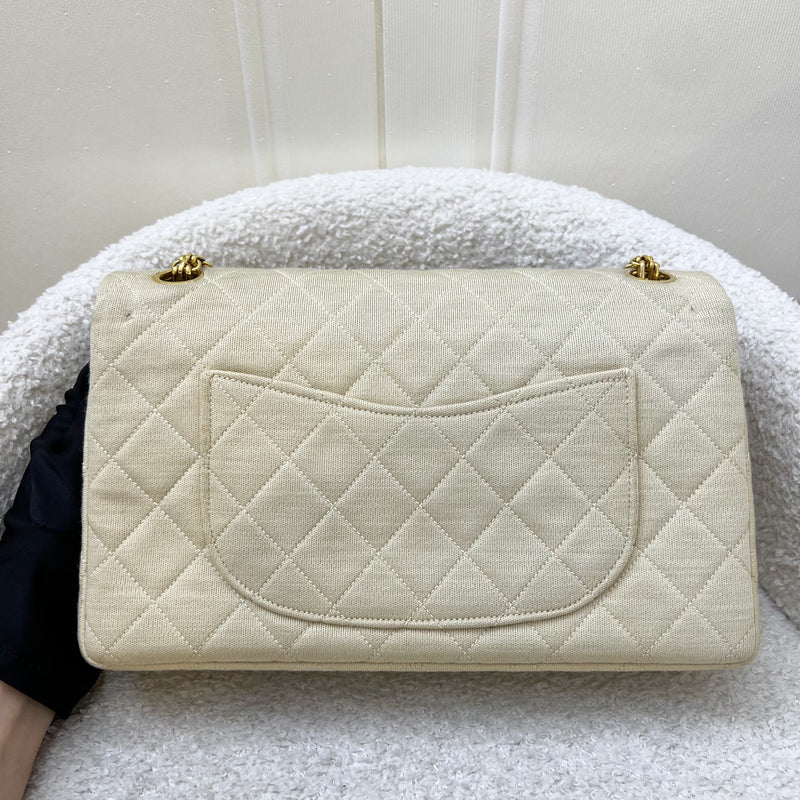 Chanel Vintage Small / Medium Flap with Bijoux Chain in Oatmeal Beige Jersey and 24K GHW
