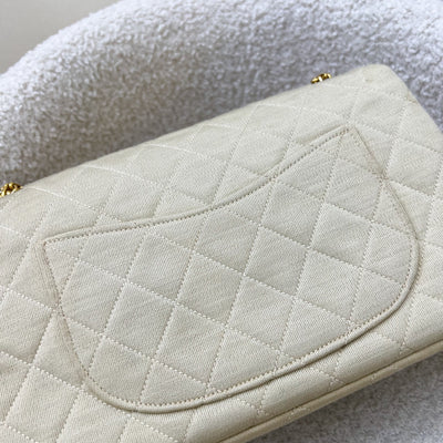 Chanel Vintage Small / Medium Flap with Bijoux Chain in Oatmeal Beige Jersey and 24K GHW