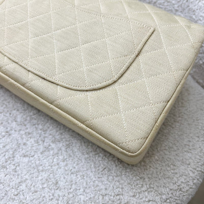 Chanel Vintage Small / Medium Flap with Bijoux Chain in Oatmeal Beige Jersey and 24K GHW