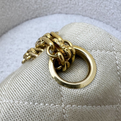 Chanel Vintage Small / Medium Flap with Bijoux Chain in Oatmeal Beige Jersey and 24K GHW