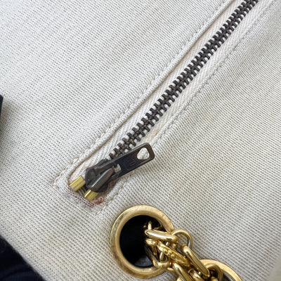 Chanel Vintage Small / Medium Flap with Bijoux Chain in Oatmeal Beige Jersey and 24K GHW