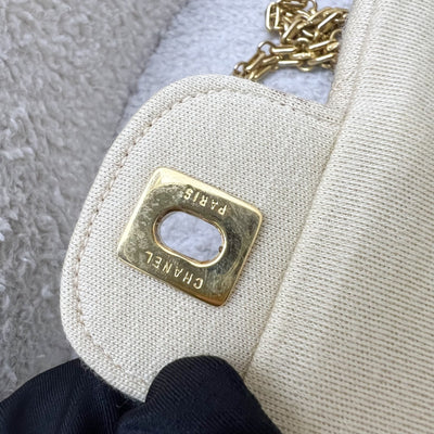 Chanel Vintage Small / Medium Flap with Bijoux Chain in Oatmeal Beige Jersey and 24K GHW