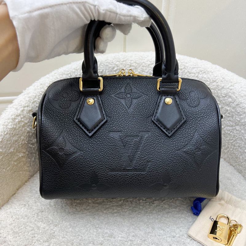 LV Speedy Bandouliere 20 in Black Giant Monogram Empreinte Leather and GHW