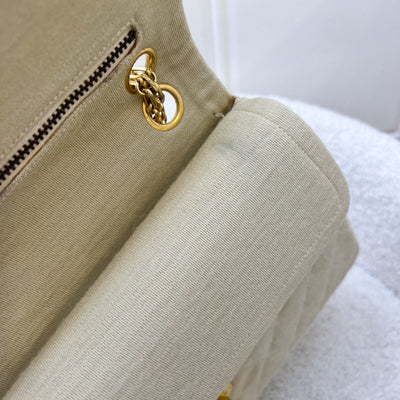 Chanel Vintage Small / Medium Flap with Bijoux Chain in Oatmeal Beige Jersey and 24K GHW