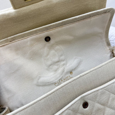 Chanel Vintage Small / Medium Flap with Bijoux Chain in Oatmeal Beige Jersey and 24K GHW