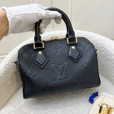 LV Speedy Bandouliere 20 in Black Giant Monogram Empreinte Leather and GHW