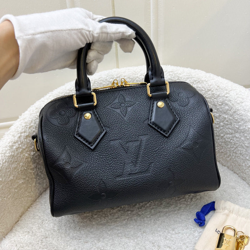 LV Speedy Bandouliere 20 in Black Giant Monogram Empreinte Leather and GHW