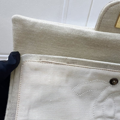 Chanel Vintage Small / Medium Flap with Bijoux Chain in Oatmeal Beige Jersey and 24K GHW