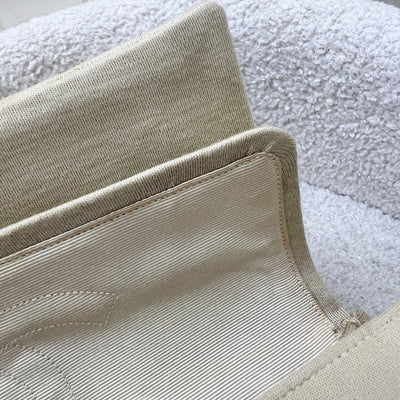 Chanel Vintage Small / Medium Flap with Bijoux Chain in Oatmeal Beige Jersey and 24K GHW